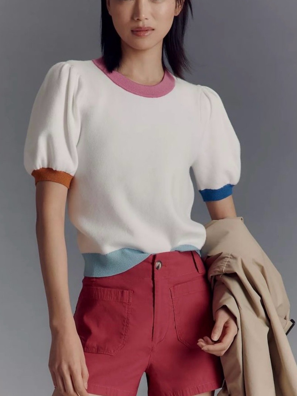 Mauve anthropology puff sleeve top small